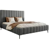 Selsey Polsterbett 140x200 mit Bettkasten, Metallfüßen, Velours, grau - Grau