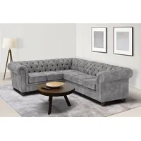 Home Affaire Chesterfield-Sofa »Chesterfield Ecksofa, auch in Leder L-Form« hochwertige Knopfheftung, langer Schenkel links oder rechts wählbar grau