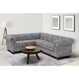 Home Affaire Chesterfield-Sofa »Chesterfield Ecksofa, auch in Leder L-Form« hochwertige Knopfheftung, langer Schenkel links oder rechts wählbar grau