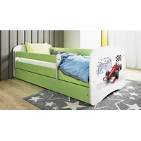 Sellbee Kinderbett Jugendbett 70x140 cm Grün mit Matratze Rausfallschutz