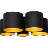 QAZQA - Modern Deckenleuchte I Deckenlampe I Lampe I Leuchte schwarz mit Gold I Messingener Innenseite 5-flammig - MultiDrum mit Schirm I Wohnzimme... - mind. 14 Tage Rückgaberecht - Schwarz
