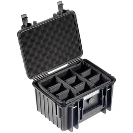 B&W International Outdoor Case Type 2000 schwarz + Facheinteilung