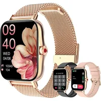 Smartwatch Damen mit Telefonfunktion,1,7" HD Touchscreen Fitness Tracker, IP67 Wasserdicht Smart Watch mit Schrittzähler,Schlafmonitor für iOS An... - Gold