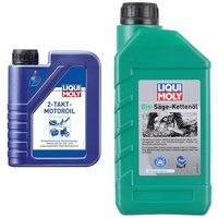 LIQUI MOLY 2-Takt-Motoroil | 1 L | 2-Takt-Öl | Art.-Nr.: 1052, SAE 0 & Bio Sägekettenöl | 1 L | Gartengeräte-Öl | Art.-Nr.: 1280