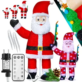 Kesser KESSER® LED Weihnachtsmann Santa mit Fernbedienung - Mit 8 Modi Bunter Farbspiel- Timer 24H Weihnachtsfigur Beleuchtet Weihnachtsdekoration für Indoor & Outdoor IP44 Weihnachtsbeleuchtung