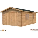Palmako Blockbohlen-Garage 3,60 x 5,50 m braun tauchimprägniert