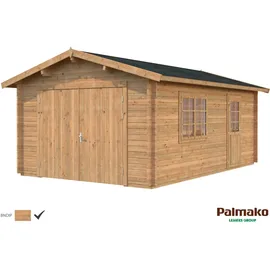 Palmako Blockbohlen-Garage 3,60 x 5,50 m braun tauchimprägniert
