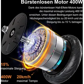 Mega Motion Elektroscooter E-Scooter mit Straßenzulassung ABE 8.5 Zoll Elektroroller mit 400W, APP, 20KM/H, 7,8AH 15KG Gewicht, faltbar, Duales Brems, Zwei Stoßdämpfer, Geeignet für Erwachsene