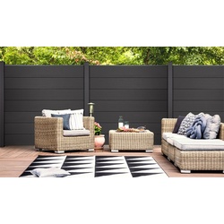 BPC Steckzaun Einzeltor Kolding   - 100 x 180 cm - Farbe: Anthrazit / Silber - BPC Steckzaunsystem Tor mit Alurahmen und silbernen Zwischenleisten