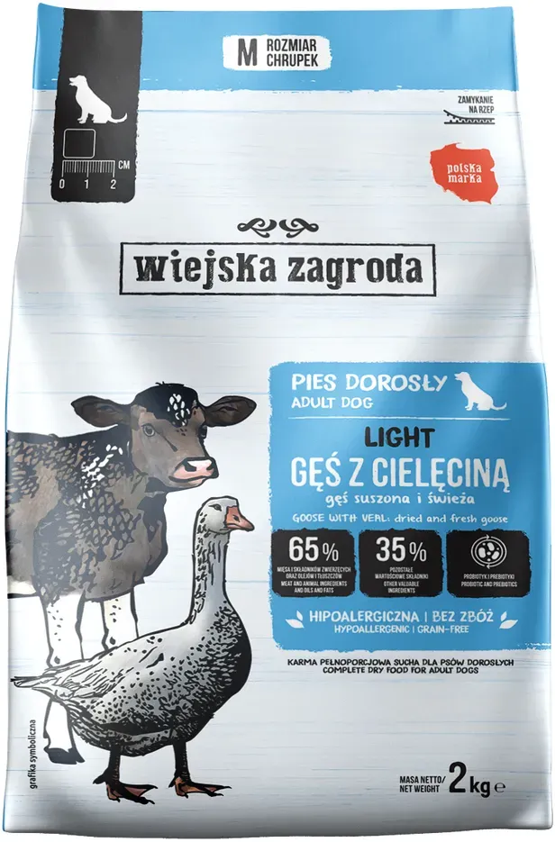 Wiejska Zagroda Trockenfutter für Hunde Light Gänsefleisch mit Kalbfleisch (für ausgewachsene Hunde) 2kg