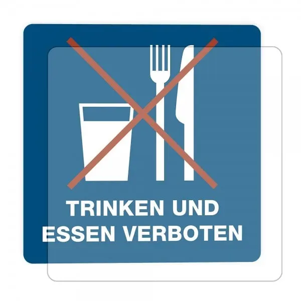 3 Stück Hinweis-Hinterglasaufkleber - Trinken und Essen verboten