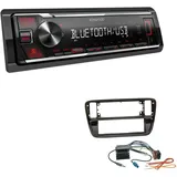 EHO Kenwood KMM-BT209 1-DIN Autoradio Media Receiver Bluetooth USB AUX mit Einbauset passend für Volkswagen VW Up Baujahr 2011 bis 2016 Piano Black