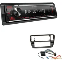 EHO Kenwood KMM-BT209 1-DIN Autoradio Media Receiver Bluetooth USB AUX mit Einbauset passend für Volkswagen VW Up Baujahr 2011 bis 2016 Piano Black