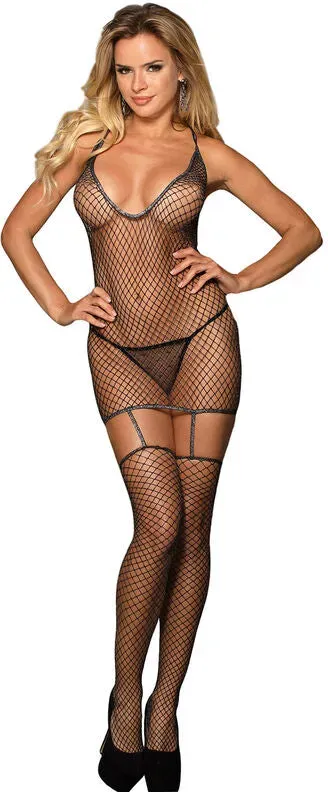 SUBBLIME  Glänzender Netz-Bodystocking One Size