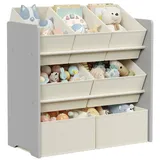 Songmics Kinderregal mit 7 Aufbewahrungsboxen aus Vliesstoff taubengrau