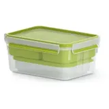 Emsa Clip Go Lunchbox, 2,2 L, Brotdose mit Einsätzen, 100 Prozent dicht, mit Frischedichtung, Transparent, Hellgrün, Made in Germany, N10716