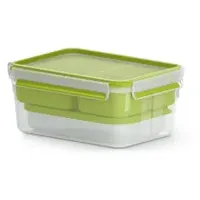 Emsa Clip Go Lunchbox, 2,2 L, Brotdose mit Einsätzen, 100 Prozent dicht, mit Frischedichtung, Transparent, Hellgrün, Made in Germany, N10716