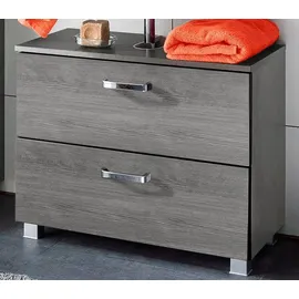 WELLTIME Waschbeckenunterschrank WELLTIME "Ravenna", grau (eichefarben, graphit, rauchfarben), B:70cm H:59cm T:35cm, Schränke, Waschbeckenunterschrank, Breite 70 cm, Türen mit Anschlagdämpfern