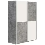 FORTE Schiebetürenschrank in Weiss / Betonoptik Lichtgrau - 120x190,5x61,2 (BxHxT) grau