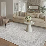 PureCozy Vintage Grau Teppich 160x230cm Wohnzimmer Waschbare kurzflor rutschfest Weich Bumen Boho Retro Teppiche für Schlafzimmer Küchen Esszimmer Bedroom Living Room Büro