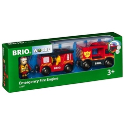 BRIO® Spielzeugeisenbahn-Lokomotive »Brio World Eisenbahn Fahrzeug Feuerwehr Leiterfahrzeug mit Licht und Sound 3 Teile 33811«