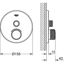 Grohe Grohtherm SmartControl Thermostat mit einem Absperrventil