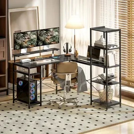 Homcom Schreibtisch, L-förmiger Computertisch 137 x 140 x 139,5 cm Schwarz