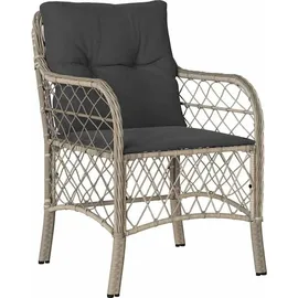vidaXL 5-teiliges Garten-Ess-Set mit Kissen Hellgrau Poly-Rattan