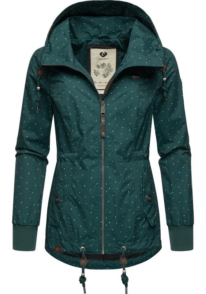 Ragwear Outdoorjacke Danka Dots stylische Übergangsjacke mit großer Kapuze grün S (36)