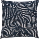 Barbara Home Collection Dekokissen Wave, Kissenhülle ohne Füllung aus besticktem Leinwandgewebe, 50 x 50 cm blau