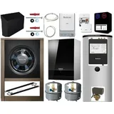 Buderus WLW196i-14 AR E Logaplus Wärmepumpen-Paket mit Pufferspeicher PNRZ1000.6 ES-B, Frischwasserstation + Regelung SC300 für Mischkreis