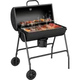 Holzkohlegrill Aus Metall Bbq Smoker Mit Deckel Thermometer Räder Verstellbarer Kohlewanne Griff, Fahrbar Grillwagen Holzkohle Grill, Kohlegrill Für Barbeque Camping, Terrasse, 95x71,5x102 Cm