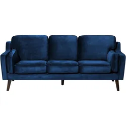 3-Sitzer Sofa Samtstoff dunkelblau LOKKA