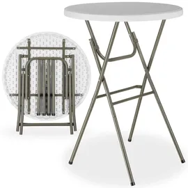 Tectake Stehtisch klappbar rund 80 x 110 cm Weiß