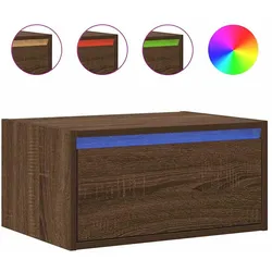 vidaXL Wand-Nachttisch mit LED-Leuchten Braun Eichen-Optik