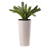 HowHomely Blumentopf Gross Hoch 57 cm mit Pflanzkübel Einsatz 30 cm Durchmesser - Beige Pflanzkübel Groß aus Kunststoff für Deko Wohnzimmer Garten oder Terrasse