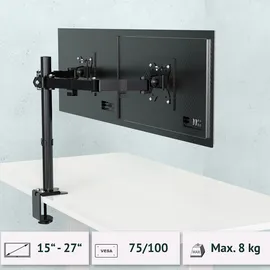 Svita MOKPO Monitorhalterung 2 Monitore 15-27 Zoll Tisch Höhenverstellbar mit Neigung VESA 75/100 Schwarz