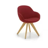 Niehoff Coppa Schalensessel drehbar, Wildeiche - Stoff rot