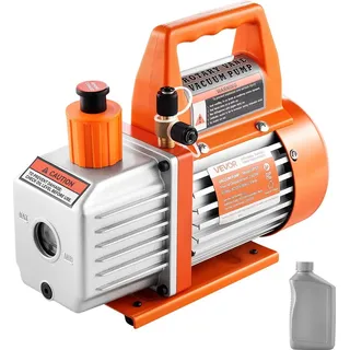 Vevor Vakuumpumpe, 99 L/min, HVAC Einstufige Drehschieber-AC-Unterdruckpumpe, für R134a R22 R410a-Systeme, mit Ölflasche, 4-poligem Motor, 5 Pa, für die Harzentgasung von Kfz-Klimaanlagen