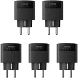 Anker SOLIX Smart Plug für Balkonkraftwerk, Solarbank 2 Serie, WLAN, Bluetooth, Präzise Stromlasterkennung, Spart Stromkosten, Plug&Play, Fernbedienung, 2500W Max Last, Solarenergie zuhause, 5er-Pack