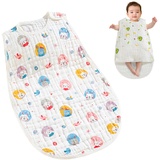 VEIYI Baby Schlafsack 100% Baumwolle Baby Anti-Kick-Schlafsack 0.5 Tog Sommer Schlafsack Musselin Babyschlafsack, Einteiliger Schlafsack für Neugeborene und Kinder Mädchen Jungen - Häschen, M