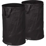 Relaxdays Laubsack selbstaufstellend, 120 L, Pop Up Gartensack, 3 Griffe, UV-beständig, wasserdicht, schwarz,