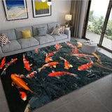 VITREGEN Roter Koi Fisch 3D Teppich Wohnzimmer Dekor Home Teppich Schlafzimmer Flanellmatte Badezimmer Bodenmatte