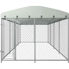 vidaXL Hundezwinger 7,6 x 3,8 x 2,3 m Stahl Grau