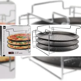 Excellent Houseware Ø Pizza-backblech Pizzablech 3er-set Backset mit Ständer Ø 30 cm