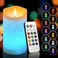 6-zoll-led-kerze Ohne Flamme, Mehrfarbig, Mit Fernbedienung Und Timer, Realistische Wachskerze Mit Farbwechsel, Batteriebetrieben Mit Flackereffekt.