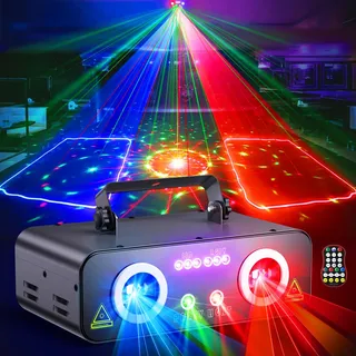 Ehaho LED RGB Animation DJ Partylicht L2800| Strobe Discolicht Partylicht mit Fernbedienung und DMX 512 | Musikgesteuert Disco Doppelter Projektor Lichter | Partyleuchte für Party Bar Nachtclub