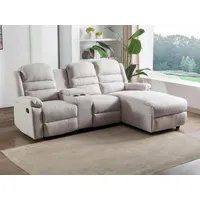 Vente-unique-Ecksofa Relaxsofa - Ecke Rechts - Stoff - Beige - Macedonia