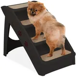 relaxdays Haustiertreppe Hundetreppe 4 Stufen, Schwarz beige|schwarz