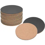 QUARKZMAN 12Stk Kork und Leder Untersetzer für Getränke 4" Saugfähige Untersetzer Runde Kork Untersetzer für Kalte Getränke Wein Glas Tasse Becher Bar Büro Schwarz